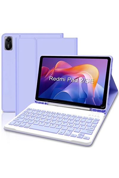 m.tk moveteck Xiaomi Redmi Pad 2 Compatible Tablet Case with Keyboard Wireless Bluetooth Pen Compartment Q Tablet Case