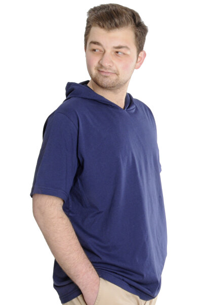 ModeXL Mode Xl Large Size Men's T-shirt Hooded Short Sleeve 23118 Indigo