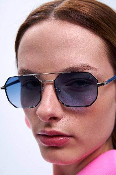 Bilge Karga Viva Silver Black Blue Gradient Sunglasses