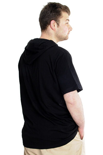 ModeXL Mode Xl Large Size Men's T-shirt Hooded Short Sleeve 23118 Black