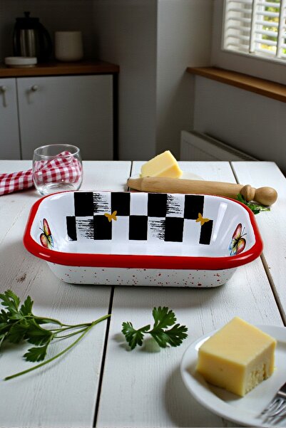 İnci Emaye No. 13 Enameled Square Plate Appetizer Breakfast Camping Picnic