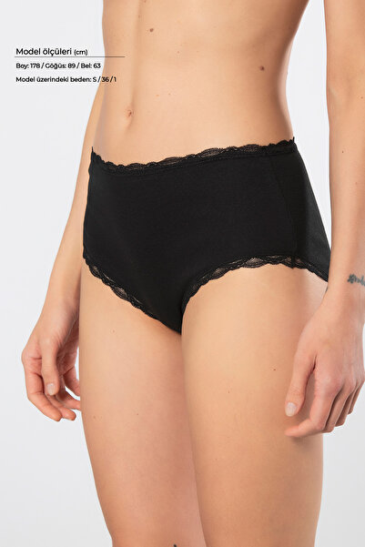 TÜREN 929 Γυναικεία εσώρουχα με ριμπάκια από λύκρα με ψηλόμεσο σχήμα, πακέτο 2 τεμαχίων