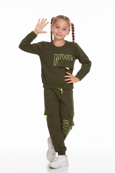 Cicitime Girl's Daily School Suit with Front Pocket Detail