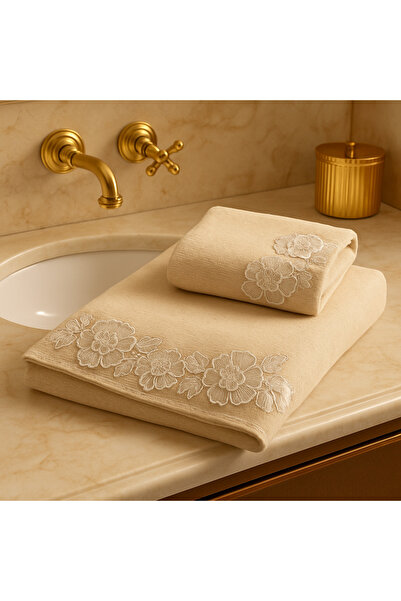 Çeyiz Bahçesi Gülşen 3D منشفة مخملية من الدانتيل الفرنسي كابيكونو 50&90