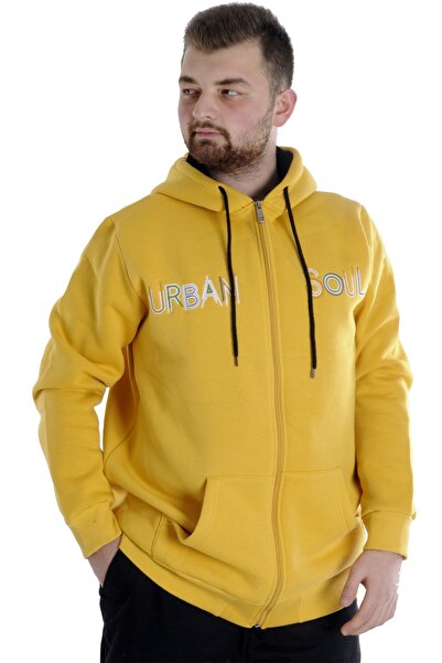 ModeXL Mode Xl Men's Sweat Hooded Zippered 22531 Mustard