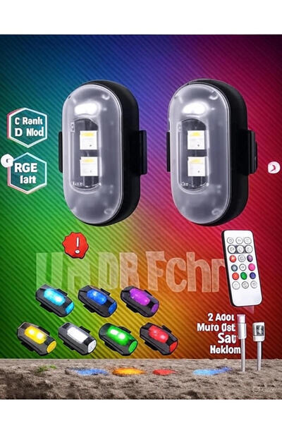 Schenna Uzaktan Kumandalı 2'li Çakar Led/Şarjlı Mini Led Işık/Drone Işığı/Ant...