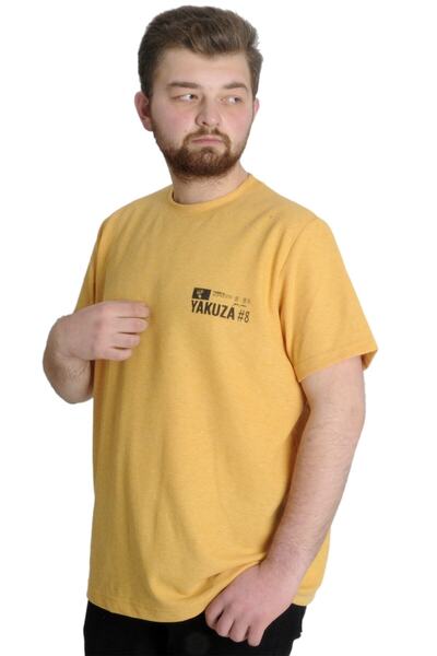 ModeXL Футболка великого розміру з круглим вирізом Yakuza 23402 гірчичного ко...