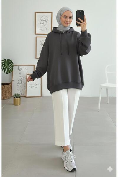 onlymoon Φούτερ καπνιστό oversized ♦   3 Νήματα Στρογγυλής Σχεδίασης ♦   100% βαμβάκι ♦   με κουκούλα ♦   Χιτζάμπα ♦   Άνετη εφαρμογή