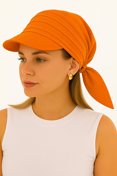 ZERAMİNE Pălărie cu vizor cu bandană cu șireturi portocalii cu protecție UV