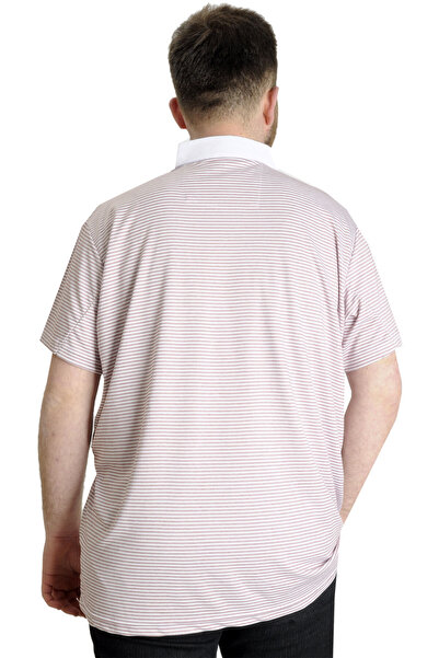 ModeXL Ανδρικό μπλουζάκι Mode Xl Large Size Polo γιακά ριγέ χαρτί 23340 Claret Red