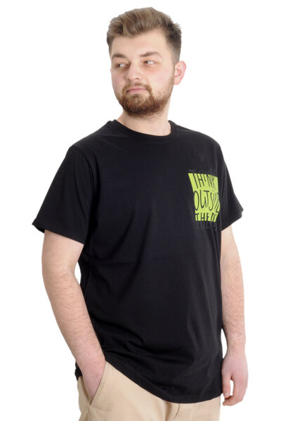 ModeXL Mode Xl Великий розмір Чоловіча футболка Outsıde 23106 Чорний