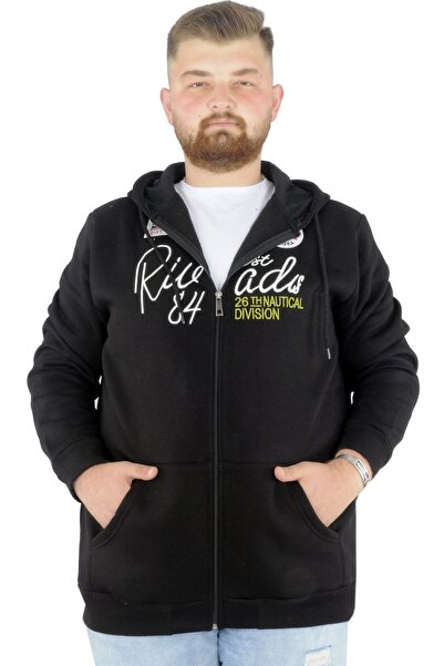 ModeXL Mode Xl Чоловічий светр з капюшоном на блискавці Riv 22522 Чорний