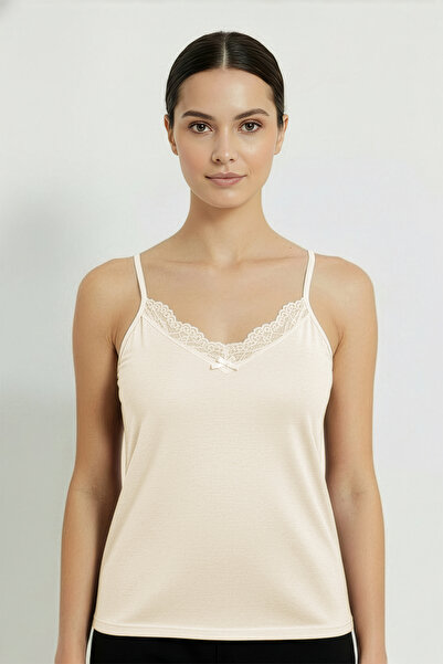 HNX Cotton Collar Lace Thin Strap Women's Tank Top