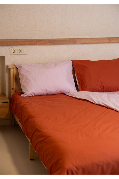 Monolisse 100% Cotton Akfil Double-Sided Duvet Cover Set Double Size 200X220 cm Cinnamon Lilyum