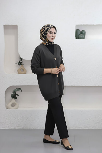 My City 41010 - Stylish Comfortable Buttoned Soft Women's Knitwear Long Cardigan