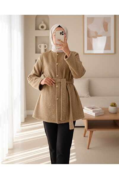 Modamorfo Buttoned Belted Fur Coat - Mink