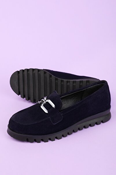 Gondol Обувки от естествена кожа с неплъзгаща се подметка mlk.5529 Тъмносини от велур