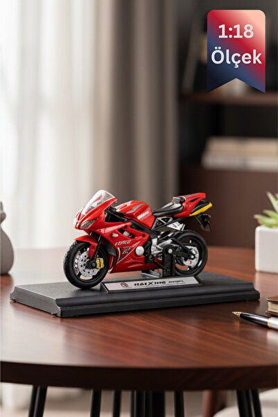 craftivio Daytona 675 Die Cast Model Motorsiklet Kırmızı Standlı İnce Detay 1...