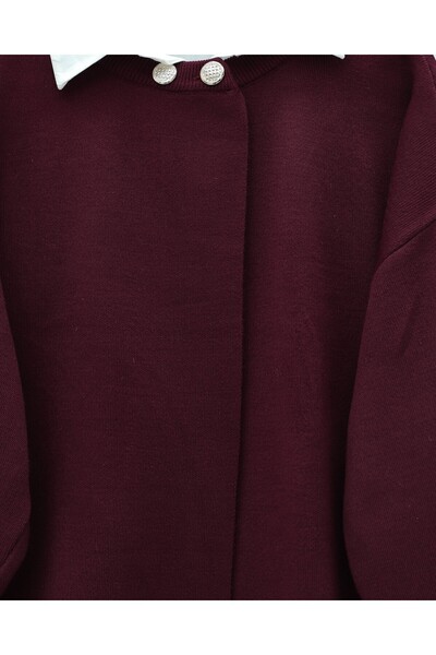 Modamorfo Double Button Casual Knit Poncho - Burgundy