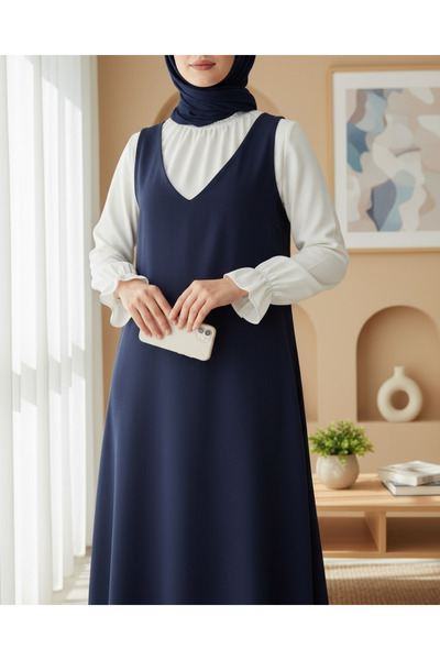 Modamorfo Dlouhá vesta s ramínky - námořnická modř