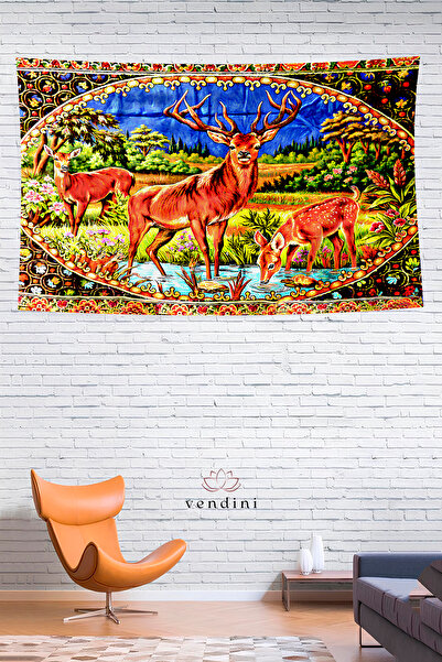 Vendini Vintage Series Deer Family Wall Tapestry Wall Covering Wall Tapestry