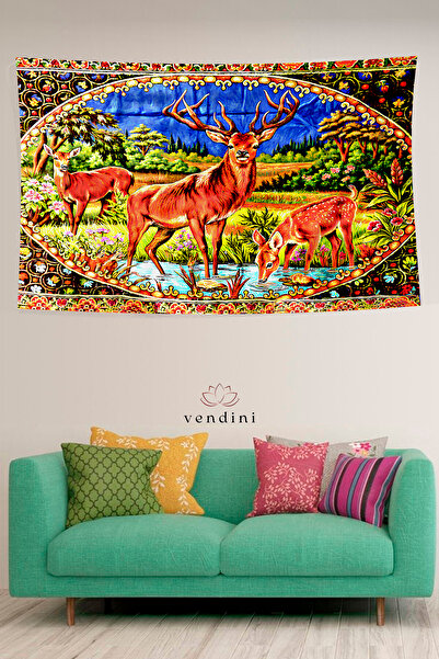 Vendini Vintage Series Deer Family Wall Tapestry Wall Covering Wall Tapestry