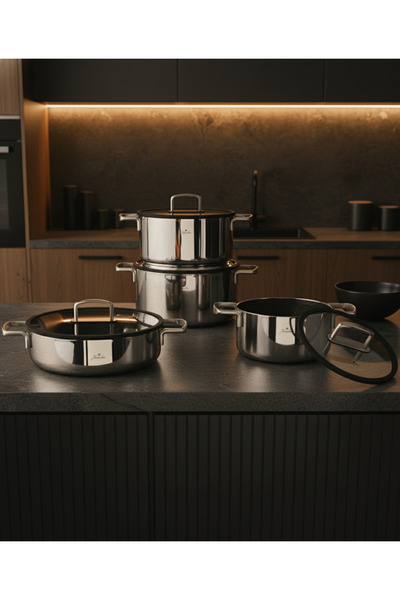 Jumbo Weston 3Ply 8 Piece Stainless Steel Cookware Set