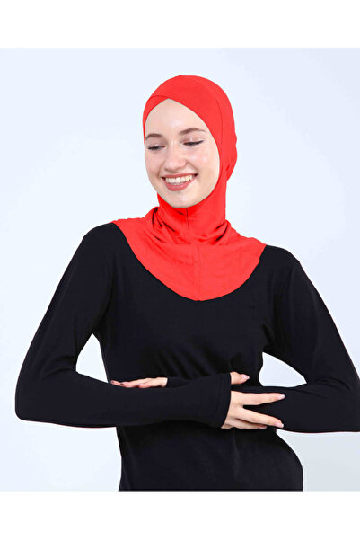 Ecardin Cross Hijab Turban Cross Neck Collar Bonnet - St 232 Red
