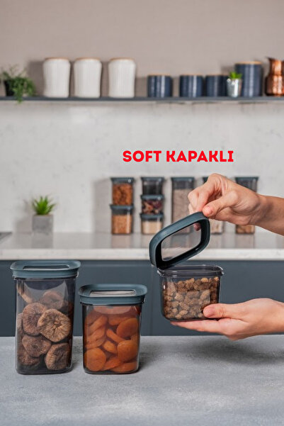 SUPERPUP 32-Piece Storage Container Set with Gasket Lid, Square Anthracite, with Spoon Gift (570ml + 870ml + 1170ml + 1770ml)X8