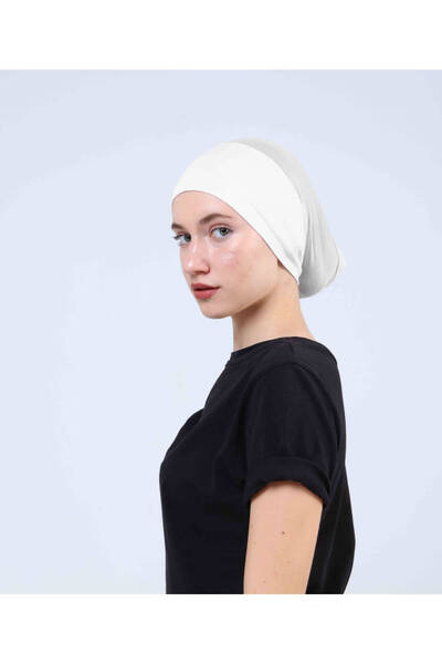 Ecardin غطاء رأس بدون خياطة بلون كريمي