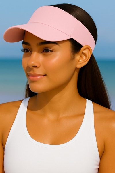 Verahed Pink Open Top Visor Hat Tennis Hat with Adjustable Velcro on the Back and Extendable Brim