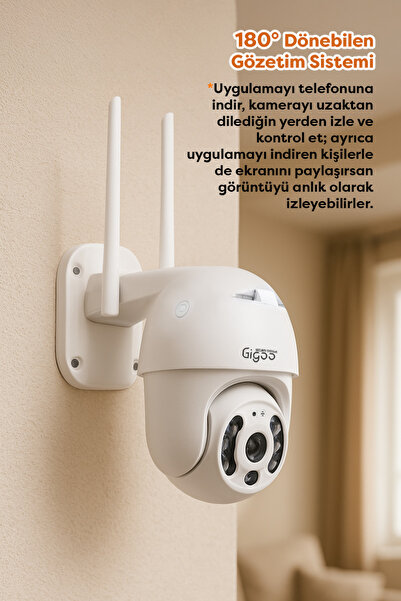 Gigoo Ptz Iç Ve Dış Mekan 360 Derece Çift Antenli 1080p Speed Dome Tipi Ip Güvenlik Kamerası