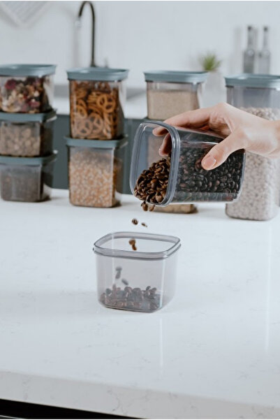 SUPERPUP 32-Piece Storage Container Set with Gasket Lid, Square Anthracite, with Spoon Gift (570ml + 870ml + 1170ml + 1770ml)X8