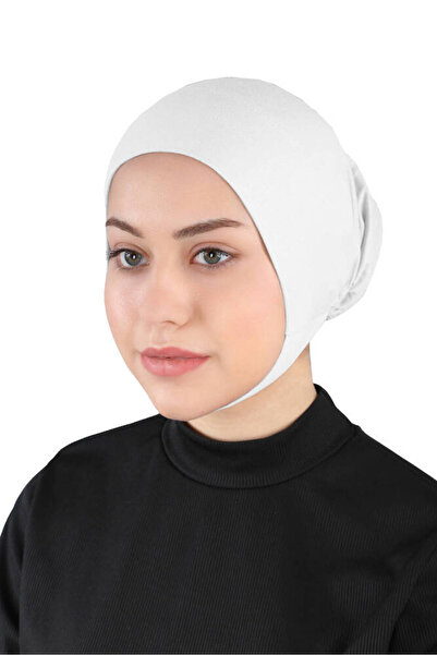 Ecardin Boneta Hijab gata făcută cu gât confortabil pentru bărbie - St 110 alb