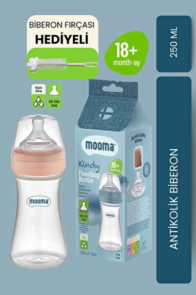 MOOMA Biberon Kindy Anti-Colic Pp 250 ml 18 luni (flux rapid) - Old Rose
