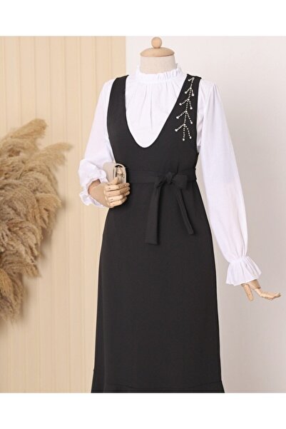 Modamorfo Μαύρο Gilet με βολάν γιακά και ζώνη από στρας