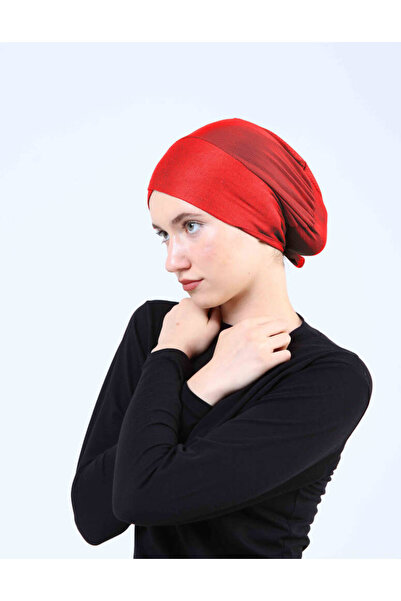 Ecardin حجاب متقاطع بفتحات تهوية على شكل طوق - حجاب متقاطع من التول على الظهر مناسب للمناخ - طراز 258 أحمر