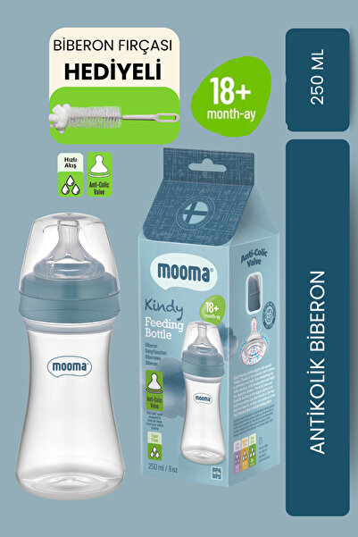 MOOMA Kindy Antikolik Bebek Biberonu 250 ml / Gaz Sancısına Karşı / BPA İçermez / 18+ Ay / Hızlı Akış