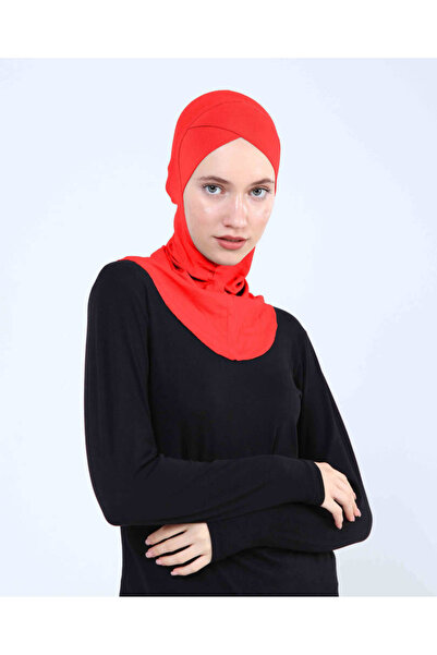 Ecardin Cross Hijab Turban Cross Neck Collar Bonnet - St 232 Red