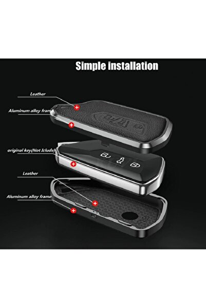 OEM White aluminum and leather key case for VW Golf 8 / Skoda Octavia A8 / SEAT Leon MK4