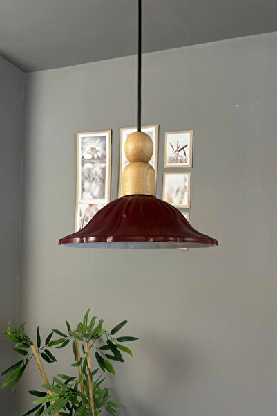 Bamyum Ralivo Vişne Çürüğü Metal Avize Tekli Kalın Ahşap Boncuk Başlık Mutfak...