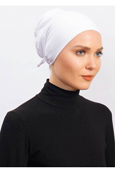 Ecardin غطاء رأس إسلامي مريح وعملي مضاد للتعرق بدون خياطة من الليكرا - أبيض