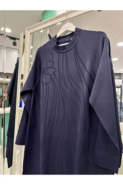 MRM MERAM BUTİK Dna Embossed Mercerized Tunic - Navy Blue - 2