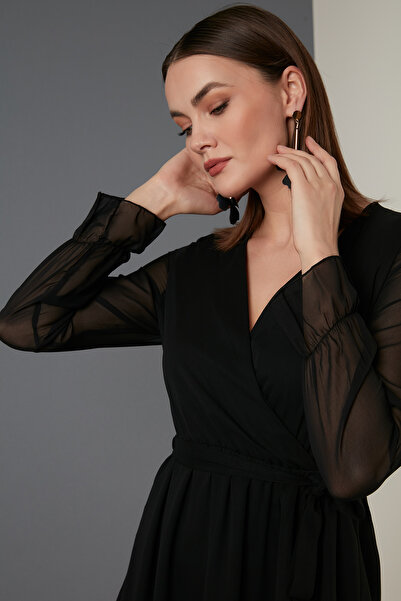 Lela διπλό πέτο Μίνι βραδινό φόρεμα από σιφόν με λεπτομέρεια με κορδόνια στο λαιμό ΦΟΡΕΜΑ 6051467