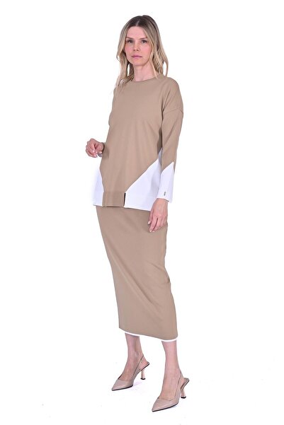 Invee Gometric Knitwear Tunic Camel