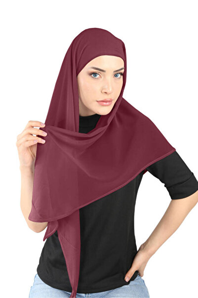 Ecardin Boneli šifonska tkanina, gotov ovalni šal - St 103 bordo crvena