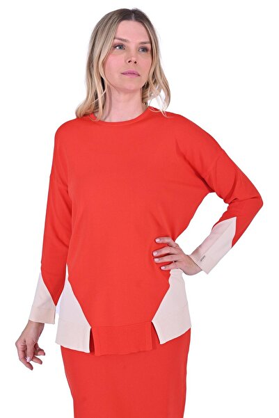 Invee Gometric Knitwear Tunic Oranj
