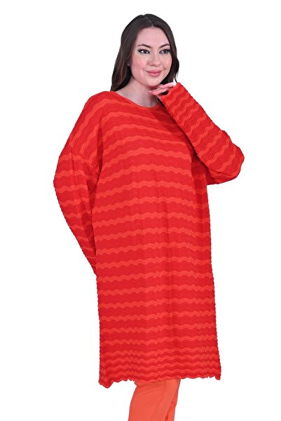 Invee Wave Knitwear Tunic Red