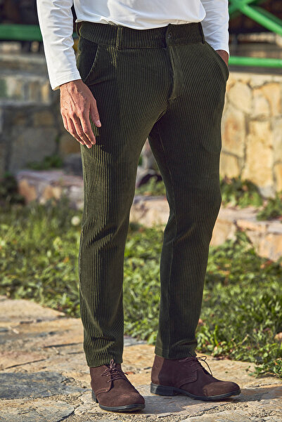 SMILE Kobe Green Cotton Velvet Trousers