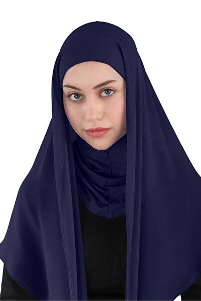 Ecardin Turban eșarfă ovală din șifon cu hijab - St 111 bleumarin
